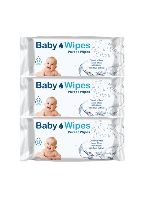 Baby Wipes Purest Wipes 72pcs, Pack of 3