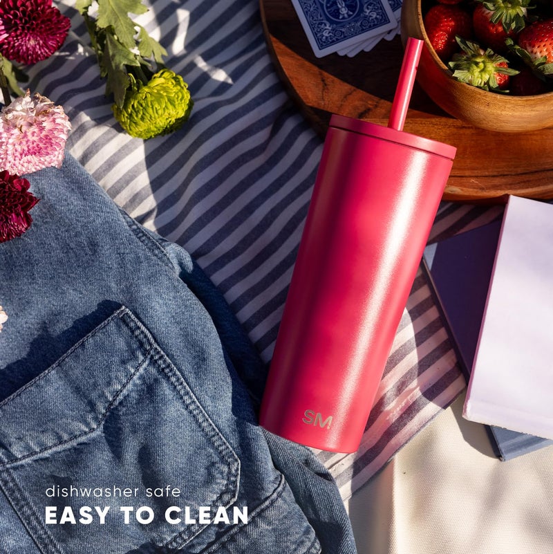 Simple Modern Insulated Tumbler with Lid and Straw | Iced Coffee Cup Reusable Stainless Steel Water Bottle Travel Mug | Spring Break Gifts For Her & Him | Classic Collection | 28oz | Sea Glass Sage - Image 5