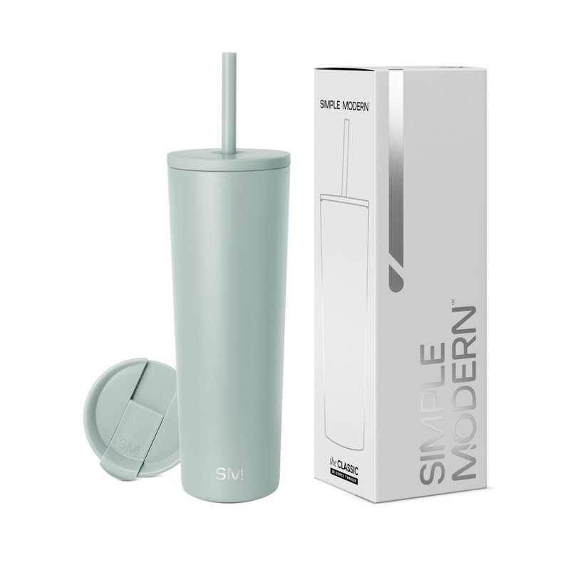 Simple Modern Insulated Tumbler with Lid and Straw | Iced Coffee Cup Reusable Stainless Steel Water Bottle Travel Mug | Spring Break Gifts For Her & Him | Classic Collection | 28oz | Sea Glass Sage - Image 1