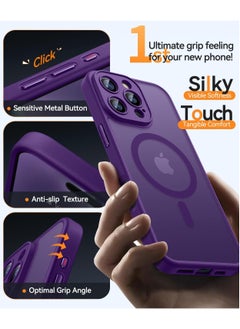 ESCASE Magnetic Cover for iPhone 16 Max Pro 6.9 Inch, MagSafe Compatible, Full Camera Protection, Translucent Matte Slim Protective Shockproof Case, Purple  - Image 5