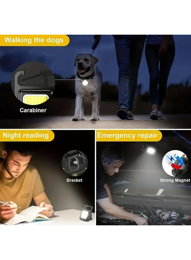 USB Rechargeable COB Keychain Light Black Mini LED Flashlight For Night Fishing - Image 1