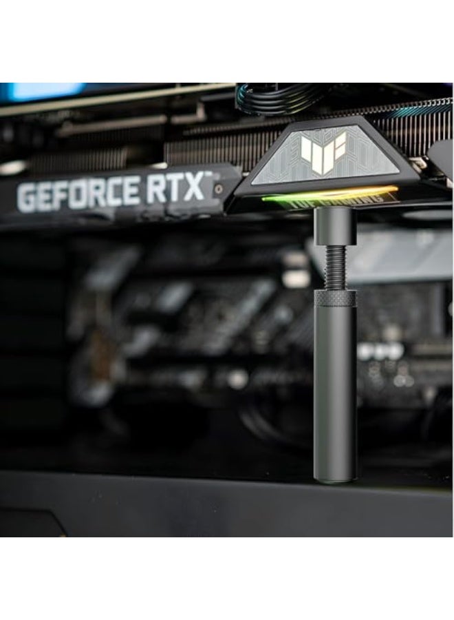 حامل بطاقة الرسوميات GPU، تصميم دعامة قابلة للتعديل للارتفاع، مغناطيس أقوى مع وسادة سيليكون، من الألومنيوم المؤكسد، تصميم برغي تلسكوبي (فضي)  - Image 5