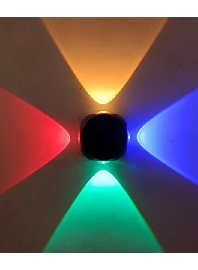 SEER® Wall Lights 4 Way Splitter Light RGB Indoor/Outdoor Waterproof Shockproof IP65 Exterior Wall Aluminum Casting Up Down 4 Way Outdoor Round LED Wall (Black, RED+Green+Blue) Light - Image 1
