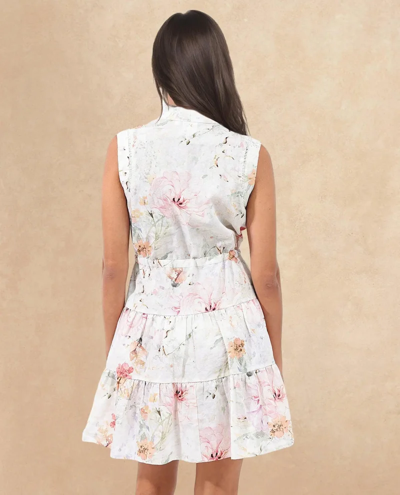 Rareism Women's Floral Print Tiered Dress