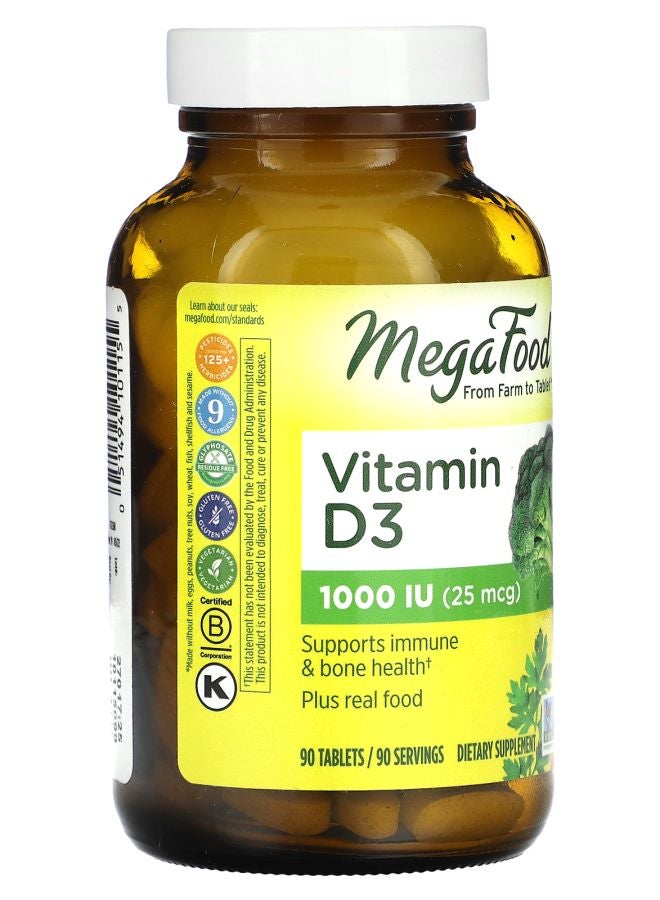 MegaFood Vitamin D3 25 mcg (1000 IU) 90 Tablets - Image 2