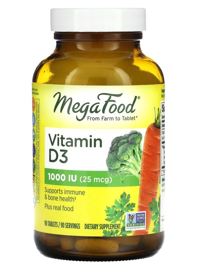MegaFood Vitamin D3 25 mcg (1000 IU) 90 Tablets - Image 1