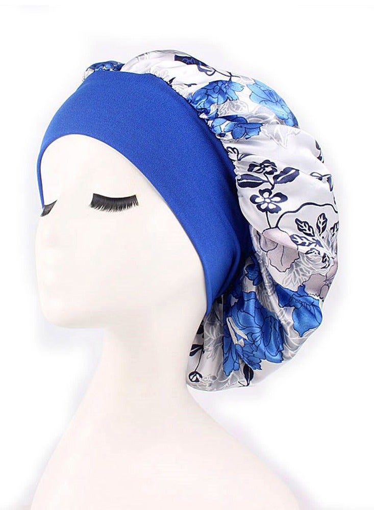 Wide Band Satin Cap Elastic Sleep Stain Bonnet Soft Night Sleeping Hat For Women - Image 1