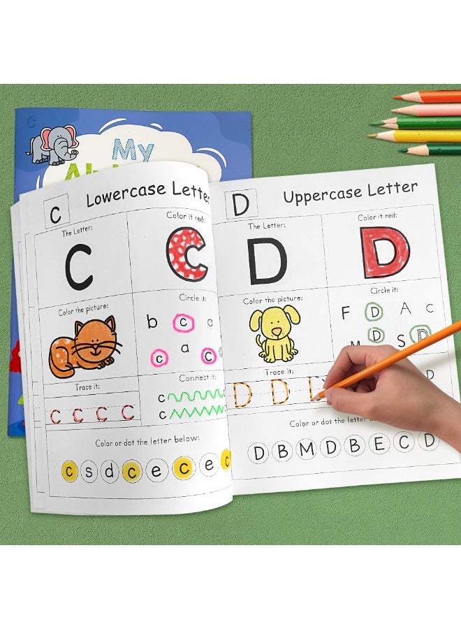 English 26 Uppercase And Lowercase Letters Coloring And Tracing Pen Control Practice Book Early Childhood Cognitive Learning Teaching Aids - Image 1