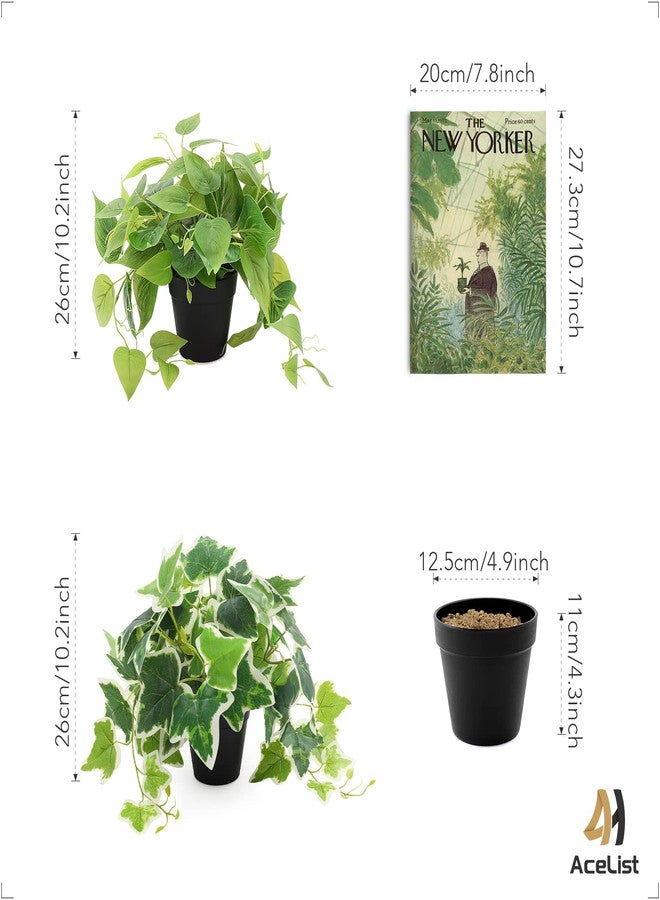 AceList 2 Pack Fake Plants Decor, Artificial Plants for Home Decor Indoor, Fake Ivy Potted Plants for Shelf Decor Realistic Faux Plants Indoor with Pot for Home Living Room Bedroom Office Decoration - Image 4