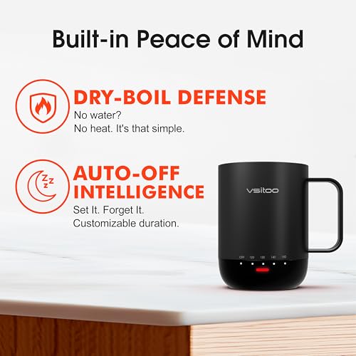 Vsitoo S3 Pro 14oz Smart Self Heating Coffee Mug,Heated Coffee Mug with Auto-Sensing AI Heats Drinks to 120-150°F Hands-Free.Perfect for Home/Office,Ideal Gift fo Men/Women, Black - Image 5