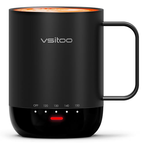 Vsitoo S3 Pro 14oz Smart Self Heating Coffee Mug,Heated Coffee Mug with Auto-Sensing AI Heats Drinks to 120-150°F Hands-Free.Perfect for Home/Office,Ideal Gift fo Men/Women, Black - Image 1