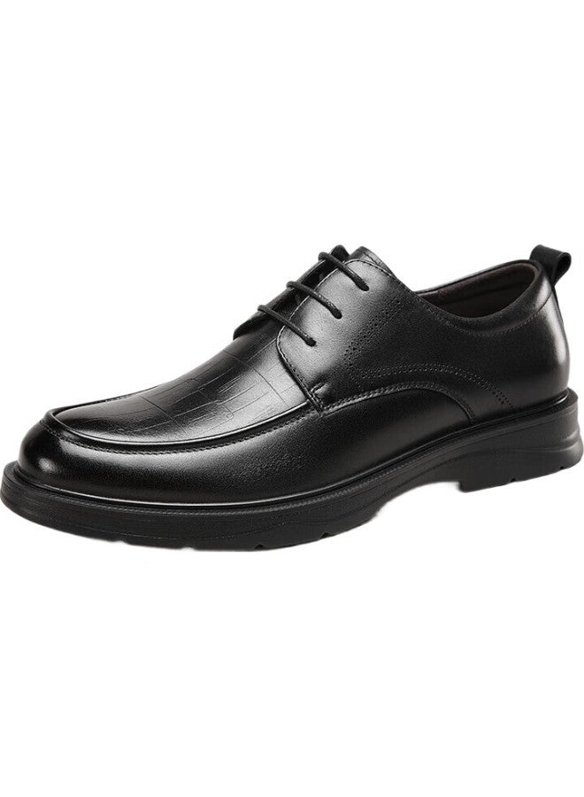 YEARCON Men'S Lace-Up Soft Sole Round Toe Leather Shoes Men'S Fashionable Business Formal Shoes Wedding Shoes 6304W Black 41 - Image 3