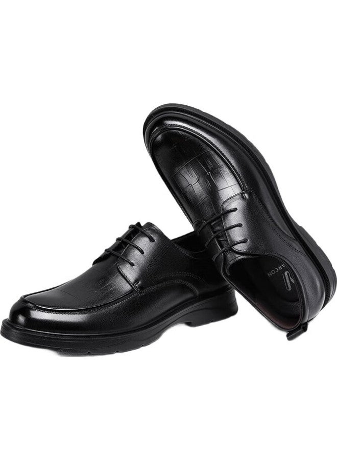 YEARCON Men'S Lace-Up Soft Sole Round Toe Leather Shoes Men'S Fashionable Business Formal Shoes Wedding Shoes 6304W Black 41 - Image 2