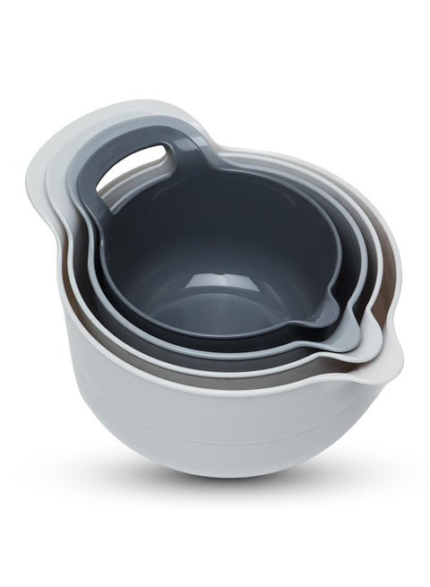 4PCS Mixing Bowl, Plastic Bowl, salad bowl, serving bowl, soup bowl, Nesting Mixing Bowl Set,  with Pour Spouts and Comfortable Handles and Non-Slip Base Space Saving Design Four Size Capacity for Cooking, serving, Baking, Salads, and More.