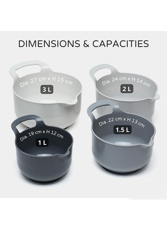 Generic - 4PCS Mixing Bowl, Plastic Bowl, salad bowl, serving bowl, soup bowl, Nesting Mixing Bowl Set,  with Pour Spouts and Comfortable Handles and Non-Slip Base Space Saving Design Four Size Capacity for Cooking, serving, Baking, Salads, and More. - Image 1