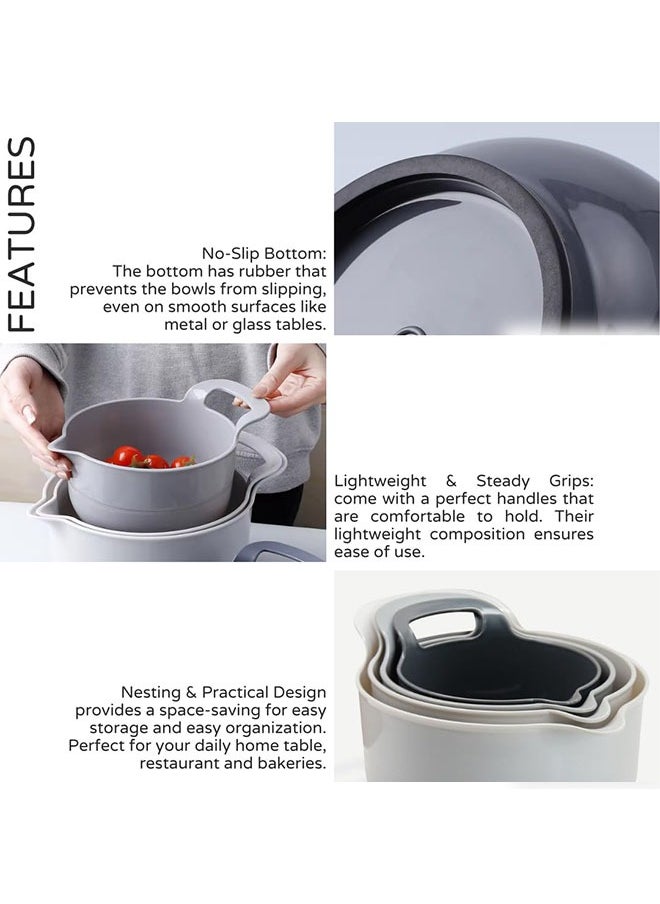 Generic - 4PCS Mixing Bowl, Plastic Bowl, salad bowl, serving bowl, soup bowl, Nesting Mixing Bowl Set,  with Pour Spouts and Comfortable Handles and Non-Slip Base Space Saving Design Four Size Capacity for Cooking, serving, Baking, Salads, and More. - Image 1