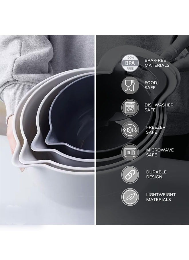 Generic - 4PCS Mixing Bowl, Plastic Bowl, salad bowl, serving bowl, soup bowl, Nesting Mixing Bowl Set,  with Pour Spouts and Comfortable Handles and Non-Slip Base Space Saving Design Four Size Capacity for Cooking, serving, Baking, Salads, and More. - Image 1