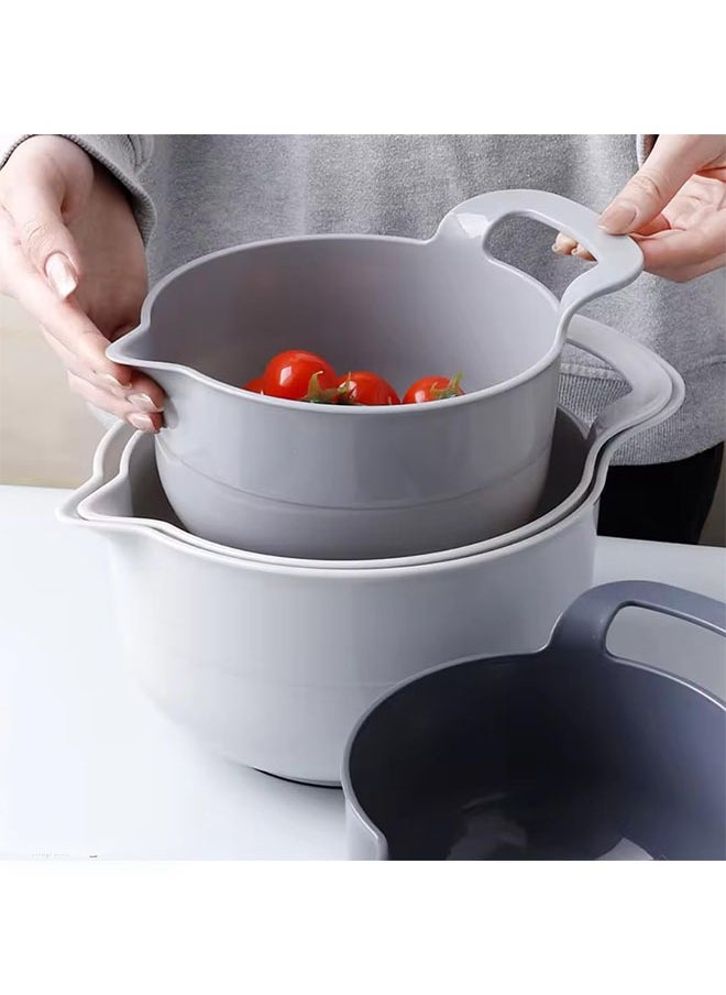 Generic - 4PCS Mixing Bowl, Plastic Bowl, salad bowl, serving bowl, soup bowl, Nesting Mixing Bowl Set,  with Pour Spouts and Comfortable Handles and Non-Slip Base Space Saving Design Four Size Capacity for Cooking, serving, Baking, Salads, and More. - Image 1