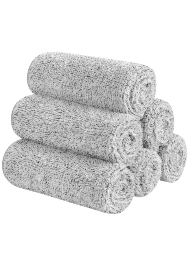 كيلا مناشف وجه من الألياف الدقيقة من سينلاند، فائقة النعومة، مصنوعة من فحم الخيزران، مناسبة لغسل الوجه والاستحمام، مقاس 30 سم × 30 سم، عبوة من 6 قطع، لون رمادي - Image 1