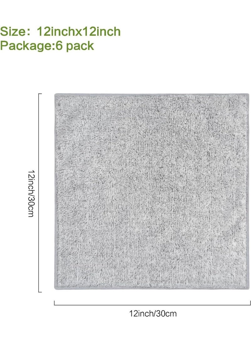 كيلا مناشف وجه من الألياف الدقيقة من سينلاند، فائقة النعومة، مصنوعة من فحم الخيزران، مناسبة لغسل الوجه والاستحمام، مقاس 30 سم × 30 سم، عبوة من 6 قطع، لون رمادي - Image 2