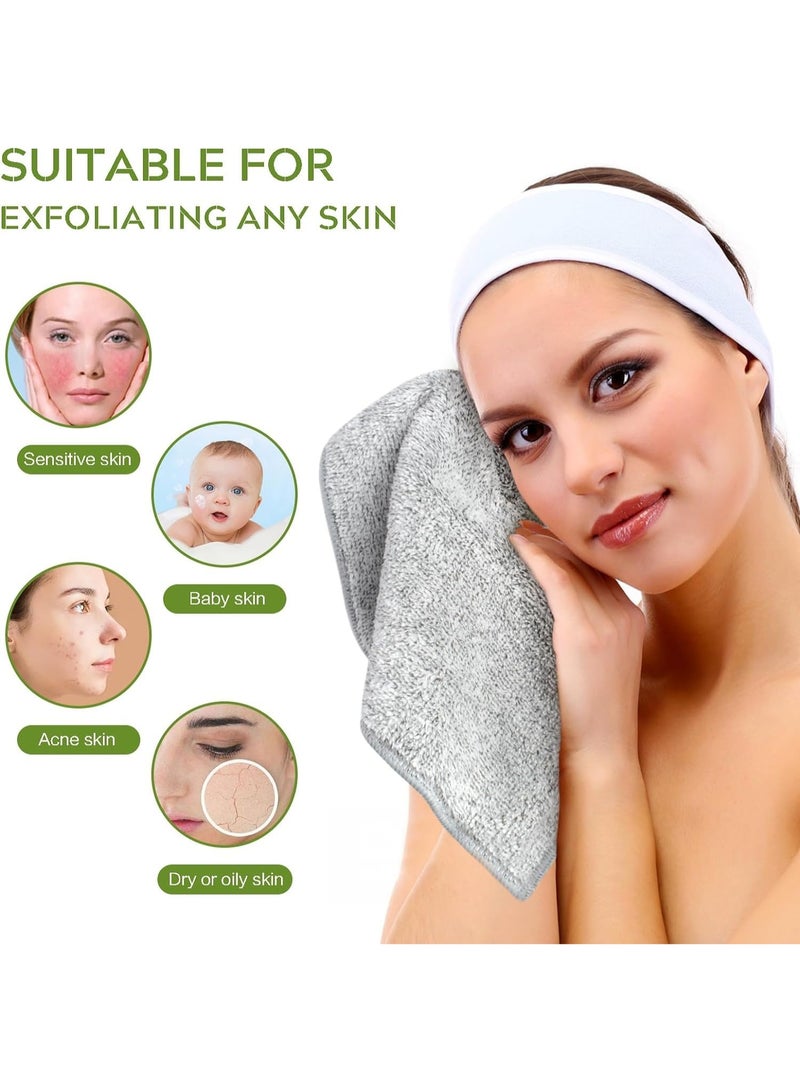 كيلا مناشف وجه من الألياف الدقيقة من سينلاند، فائقة النعومة، مصنوعة من فحم الخيزران، مناسبة لغسل الوجه والاستحمام، مقاس 30 سم × 30 سم، عبوة من 6 قطع، لون رمادي - Image 4