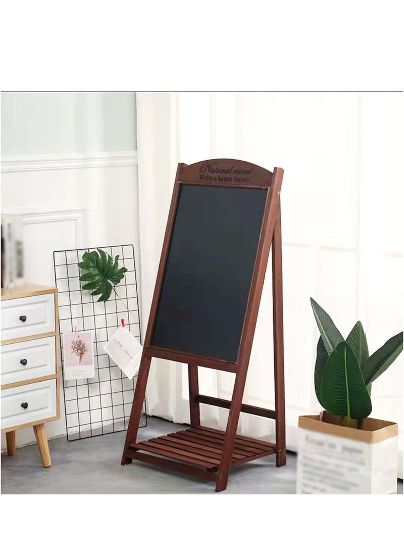 LINGWEI Wooden Foldable Black Board with Flower Pot Holder Hand Writing Board, Chalkboard For Home Restaurent Wooden Drawing Black - Image 2