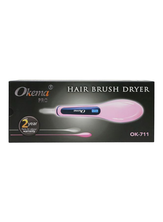 NIBEMINENT Electric Hair Straightening Brush Pink/Blue 20centimeter - Image 1