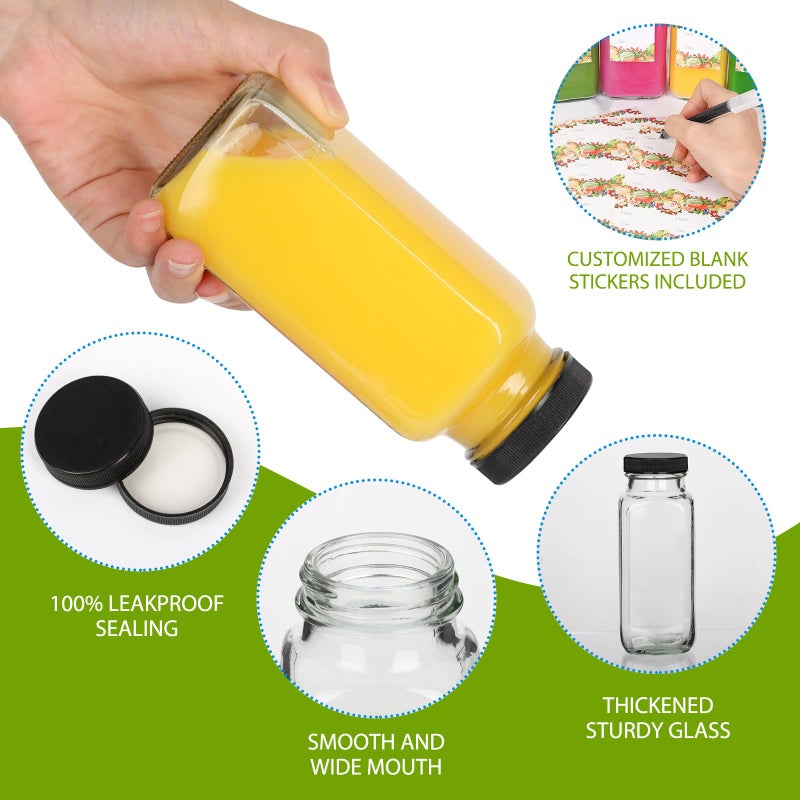 Alotpower 8 Oz Glass Bottles With Lids 12Pack  240Ml Glass Bottles For Juicing  Water  Kombucha - Portable Glass Juice Bottles With Lids 8 Oz (8Fl.Oz  Set Of 12) - Image 3