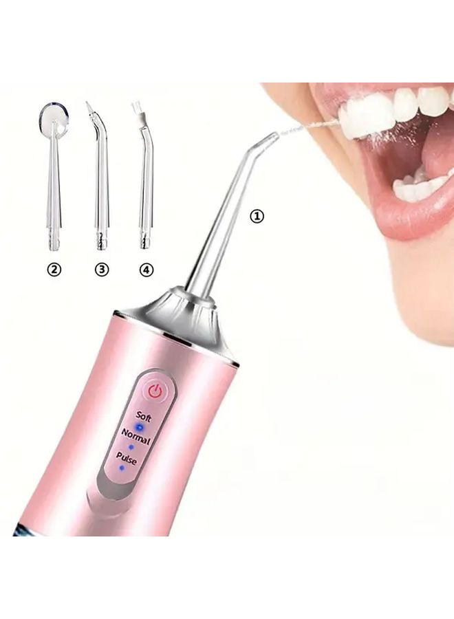2025 Portable Wireless Dental Irrigator Pink With 4 Nozzles 3 Modes Rechargeable Travel Water Flosser - Image 1