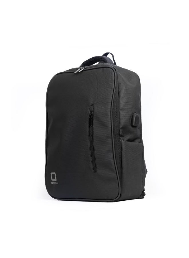 PROTECT Back 9009 Laptop Backpack 15.6 Inch with Safety Bubble Protection, USB Port & Large Storage Capacity - Black - Image 1