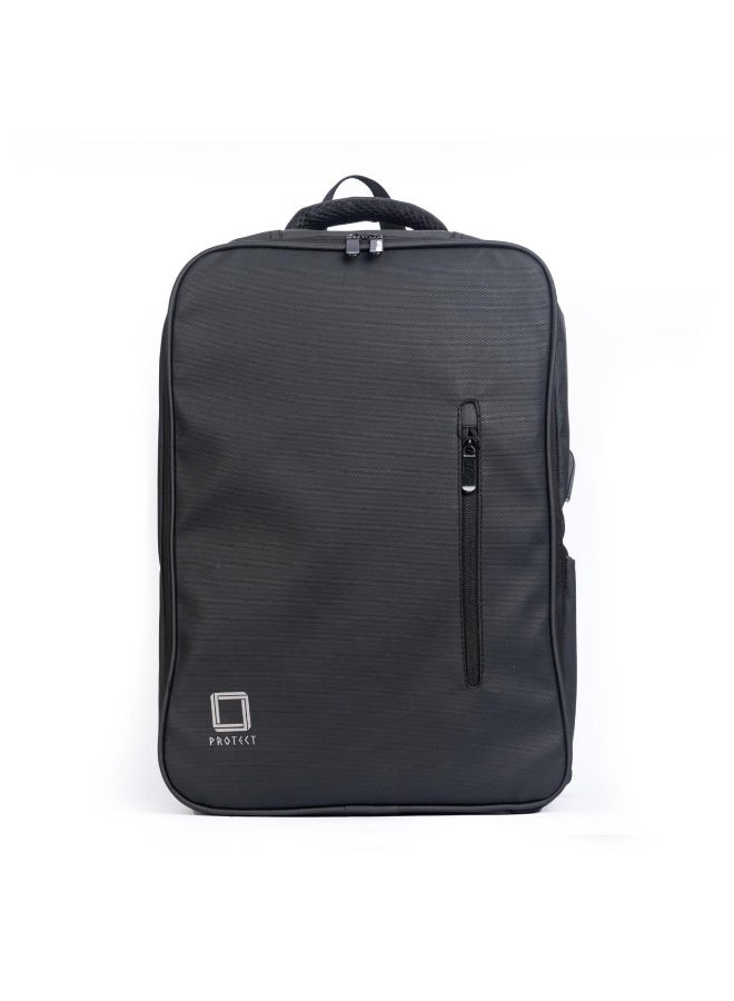 PROTECT Back 9009 Laptop Backpack 15.6 Inch with Safety Bubble Protection, USB Port & Large Storage Capacity - Black - Image 3