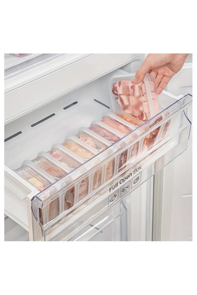 هومستر 10 قطع Freezer-Safe Meat and Vegetable Storage Containers -محكمة الغلق، منظم مطبخ بلاستيكي خالي من الرقائق للمنتجات الطازجة، صناديق كريسبر لإعداد الطعام بسهولة ومنظمة المبردات، حاويات تجهيز الوجبات الوجبات، تصميم حاوية عملية، بلاستيك متين، تخزين الطعام - Image 3