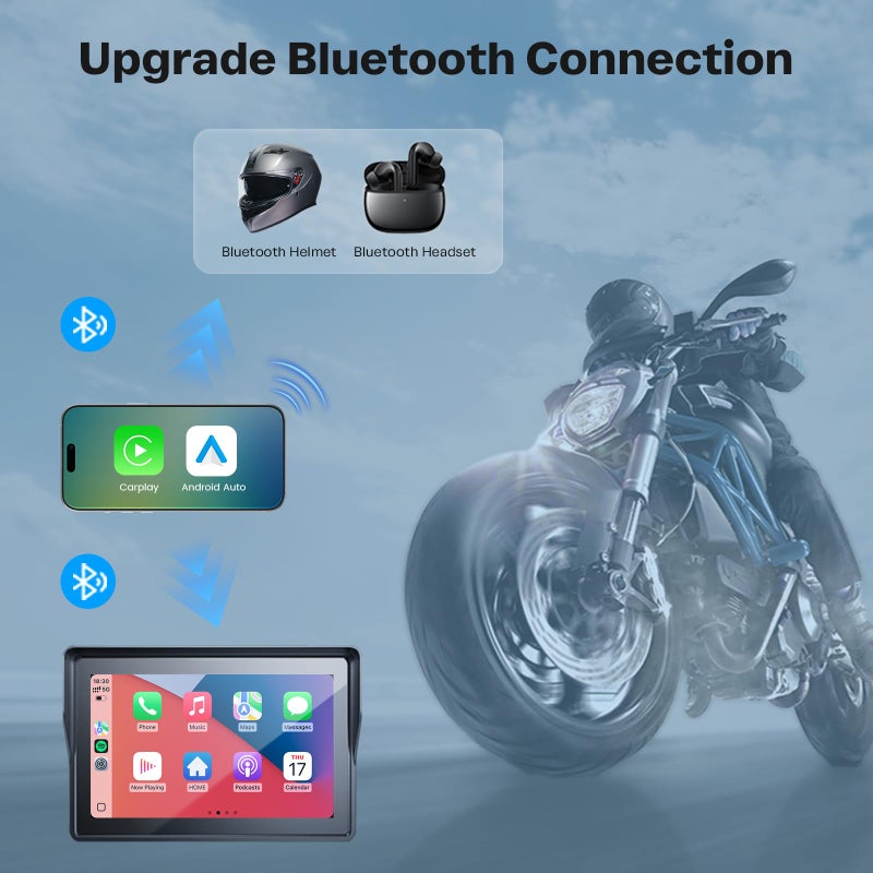WonVon 5 Inch Motorcycle Carplay GPS Navigation System with Apple Carplay and Android Auto Portable Screen with Dual Bluetooth, Navigation, Siri, Google Assistantï¼ˆNot Inchluded TPMSï¼‰ - Image 4