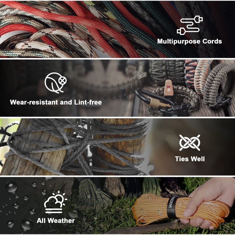 WILDAIR 550lb Paracord Parachute Cord Lanyard Ropes Heavy-Duty Strong Rope-7 Triple Strands 100FT Outdoor Camping (Desert Camo) - Image 3