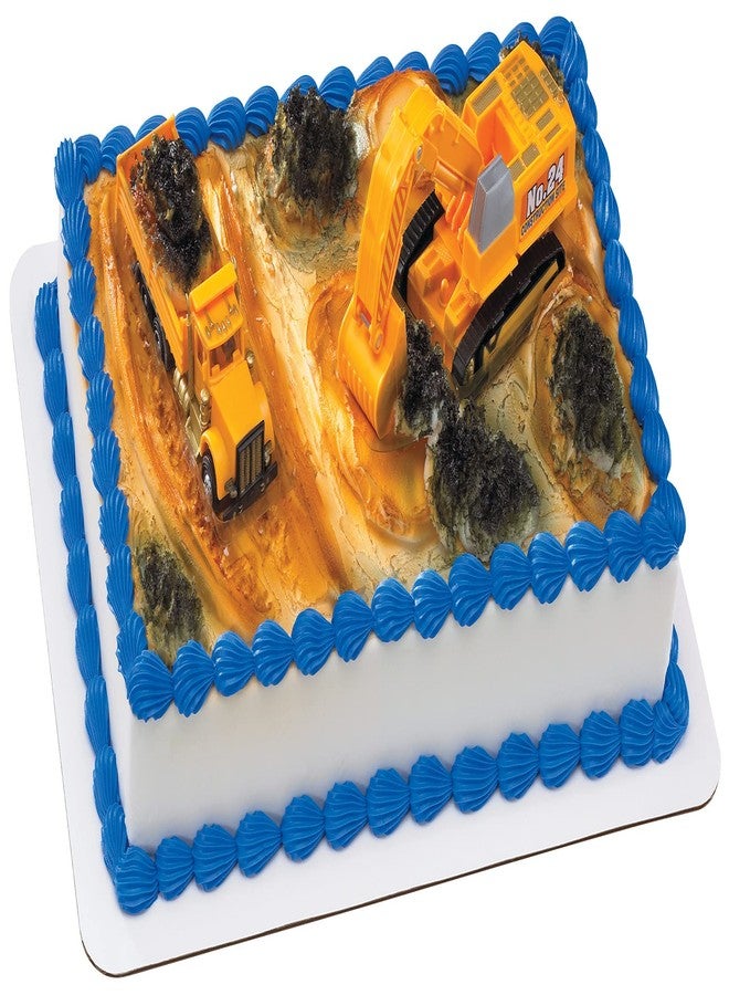 DecoPac Construction Dig Cake Decoration, 2 Piece Cake Topper Set with Dump Truck and Moveable Excavator, Food Safe, Ready to Use For Birthday, Themed Parties, Celebration, Yellow, (11826) - Image 5