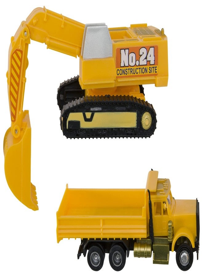 DecoPac Construction Dig Cake Decoration, 2 Piece Cake Topper Set with Dump Truck and Moveable Excavator, Food Safe, Ready to Use For Birthday, Themed Parties, Celebration, Yellow, (11826) - Image 2