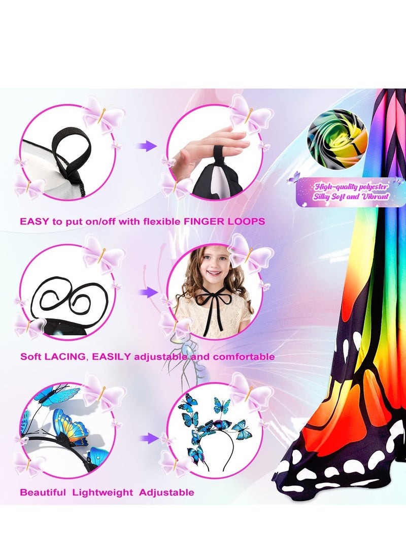 KASTWAVE Butterfly Wings Costume Cape, Fairy Wings Shawl, Fairy Butterfly Wings Sets, Bug Dress-Up Party Favors Toys Gifts, Suitable for Cosplay, Birthday Parties (Blue Purple) - Image 5