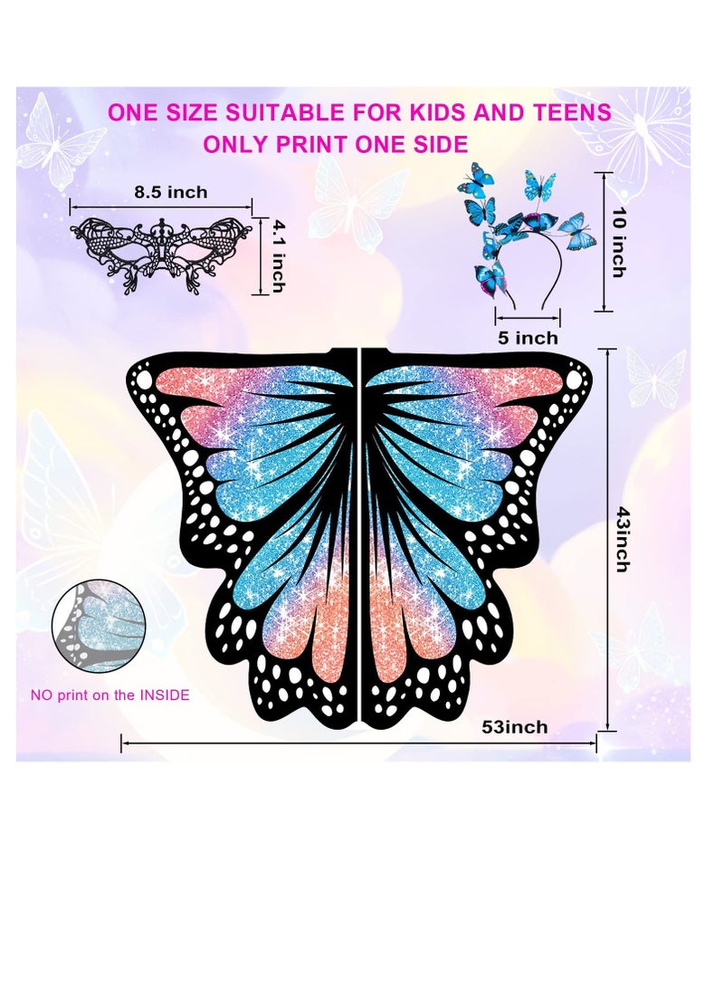 KASTWAVE Butterfly Wings Costume Cape, Fairy Wings Shawl, Fairy Butterfly Wings Sets, Bug Dress-Up Party Favors Toys Gifts, Suitable for Cosplay, Birthday Parties (Blue Purple) - Image 4