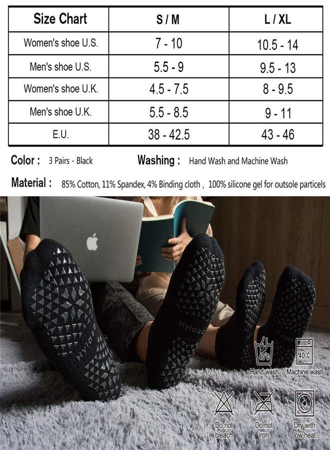 Hylaea No Slip Socks for Yoga Pilates Barre Hospital, Grip Slipper Socks for Pilates, Home, Kickboxing | No Slide, Multi Pack Large X-Large - Image 2