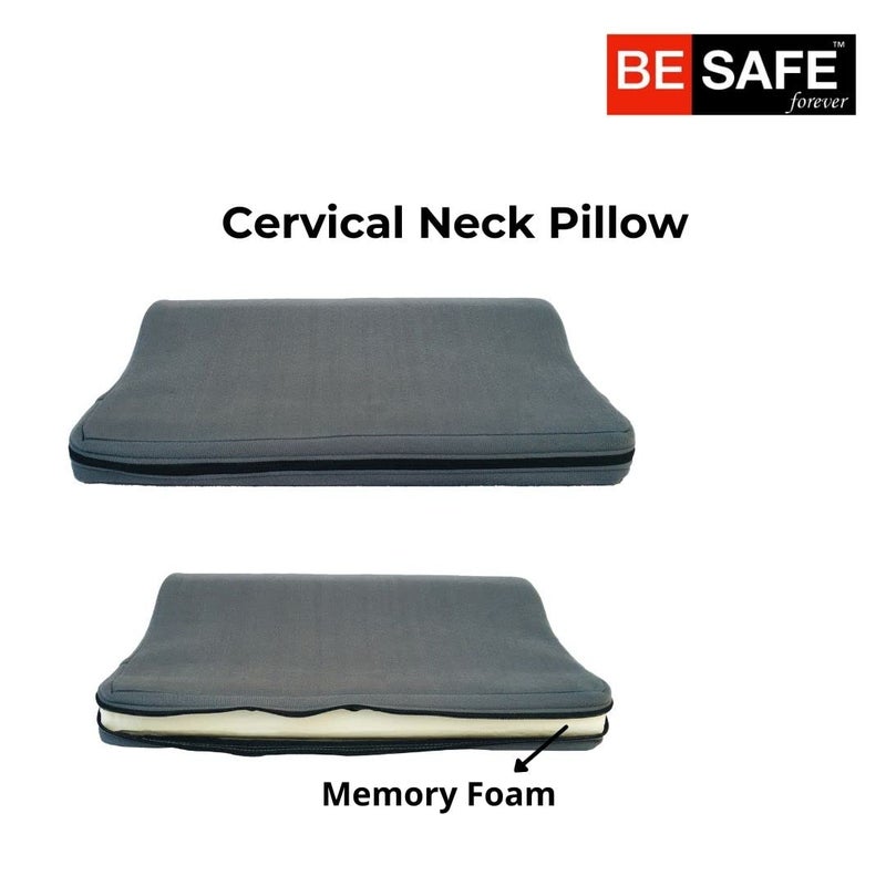 BESAFE Forever Neck Pain Relief Memory Foam Contour Cervical Orthopedic Pillow for Sleeping, Grey, NCP03 - Image 4