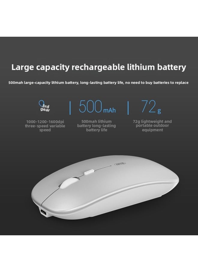 Wireless Mouse Bluetooth Dual-mode Silent Rechargeable Portable Office Gaming Notebook Desktop Silent For Boys And Girls-Specifications:Technology Gray  Wireless Version [silent + Rechargeable] Lifetime Warranty - Official Standard Configuration