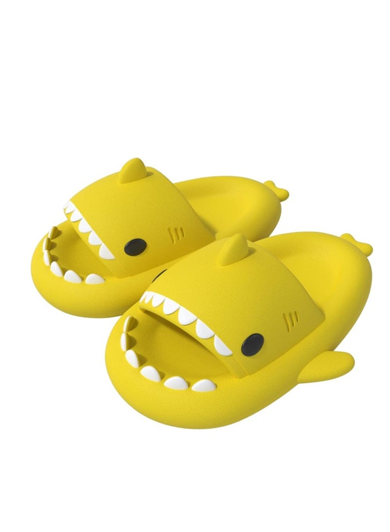 Alissa Kids Shark Themed Shark Slippers  Cute Slipper Anti-Slip Novelty Open Toe Slides For Boy Girls (Yellow-28EU) - Image 1