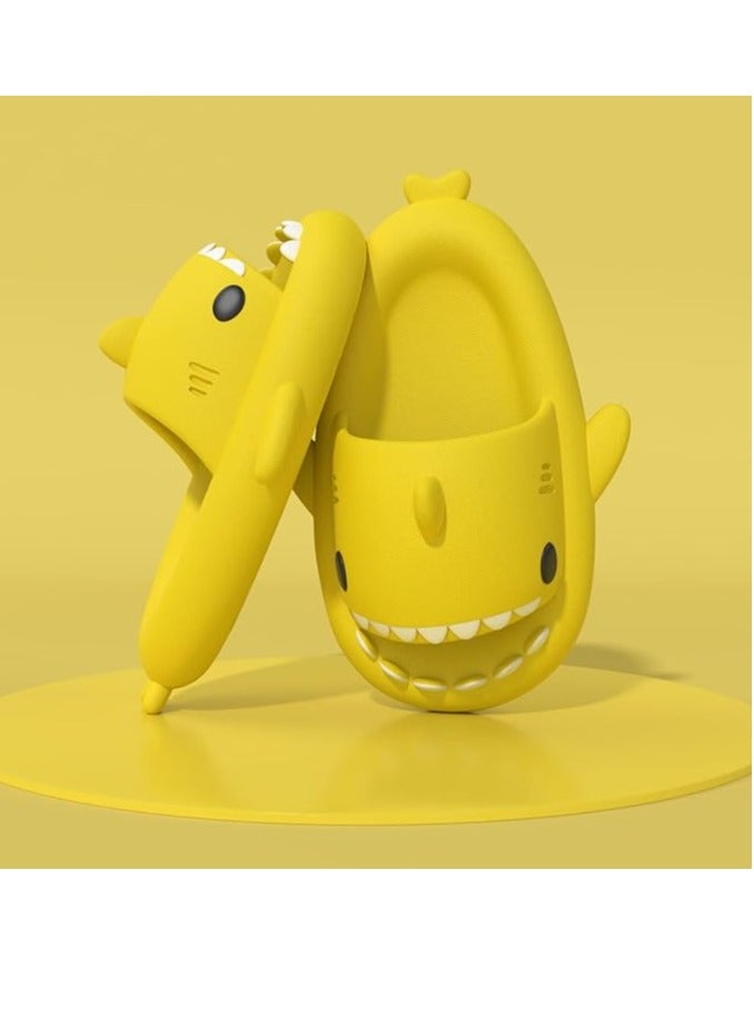 Alissa Kids Shark Themed Shark Slippers  Cute Slipper Anti-Slip Novelty Open Toe Slides For Boy Girls (Yellow-28EU) - Image 2