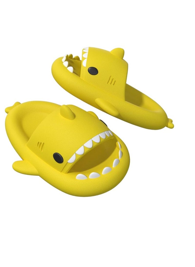 Alissa Kids Shark Themed Shark Slippers  Cute Slipper Anti-Slip Novelty Open Toe Slides For Boy Girls (Yellow-28EU) - Image 3