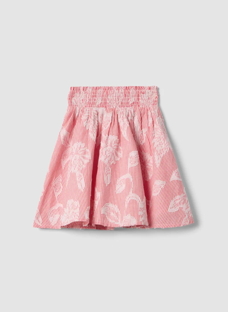 او في اس OVS Girlsâ€™ Pure Cotton Ruffle Skirt With Pink Stripes