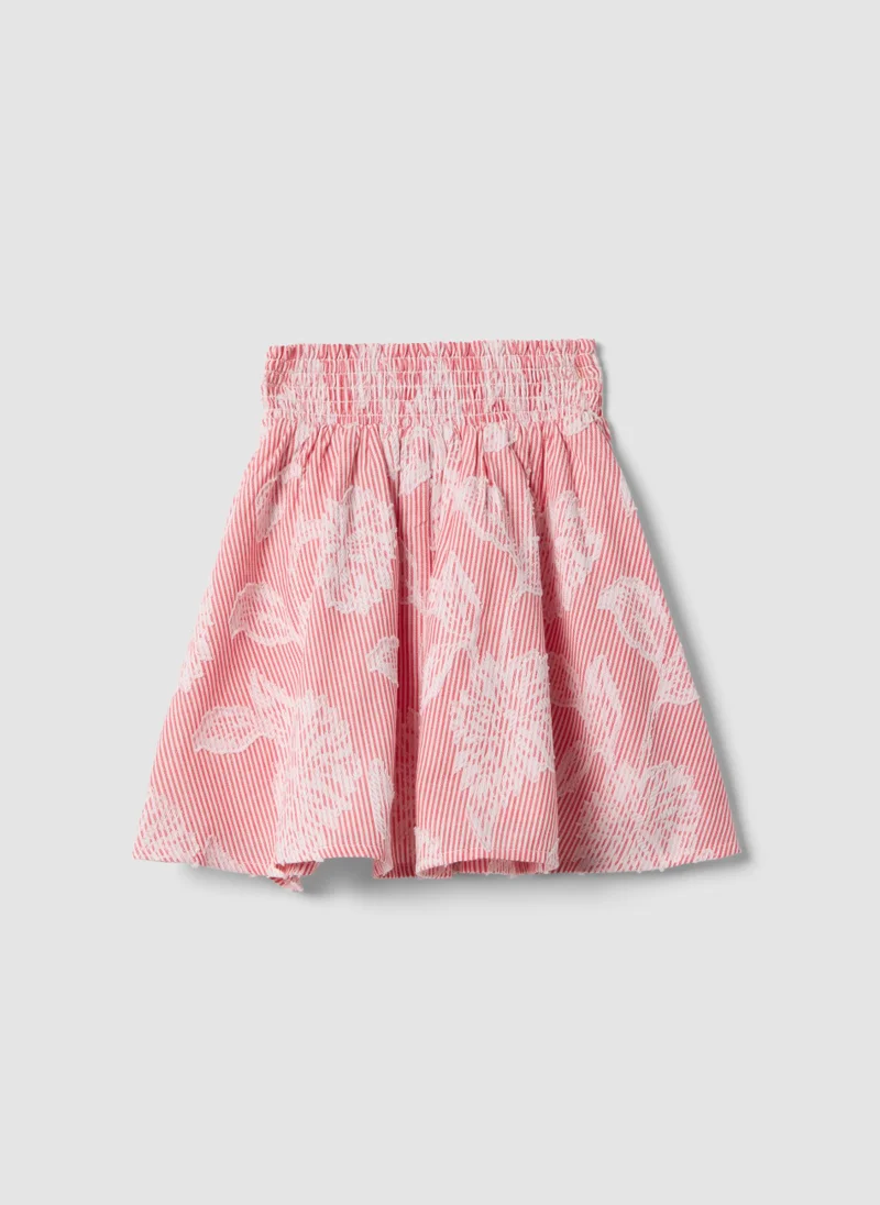 او في اس OVS Girlsâ€™ Pure Cotton Ruffle Skirt With Pink Stripes