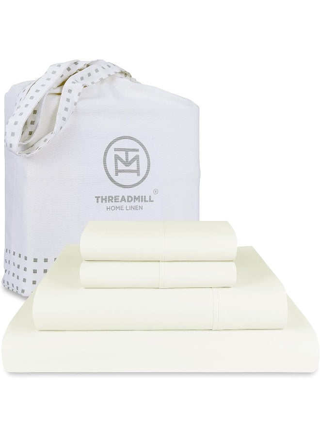 Generic - Certified 100% American Supima Cotton Sheets, King-Sheets, 1000 Thread Count, 4 Piece Luxury Bed Sheets Set, Hotel Quality Sateen Weave, Ivory Sheets with Elasticized Deep Pocket - by Threadmill - Image 1