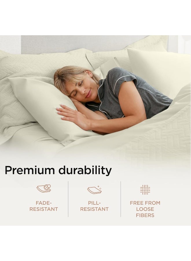Generic - Certified 100% American Supima Cotton Sheets, King-Sheets, 1000 Thread Count, 4 Piece Luxury Bed Sheets Set, Hotel Quality Sateen Weave, Ivory Sheets with Elasticized Deep Pocket - by Threadmill - Image 1