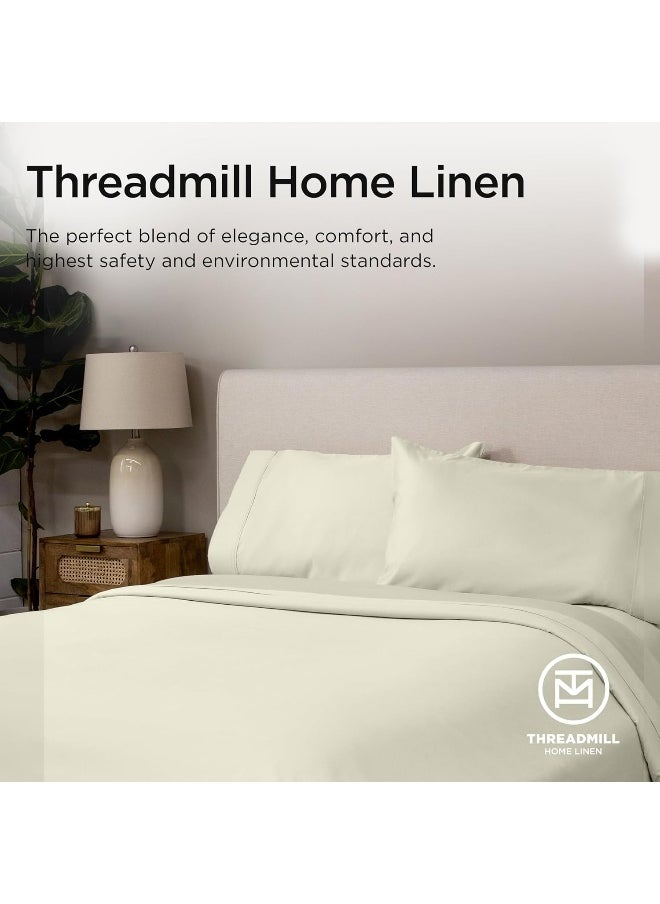 Generic - Certified 100% American Supima Cotton Sheets, King-Sheets, 1000 Thread Count, 4 Piece Luxury Bed Sheets Set, Hotel Quality Sateen Weave, Ivory Sheets with Elasticized Deep Pocket - by Threadmill - Image 1