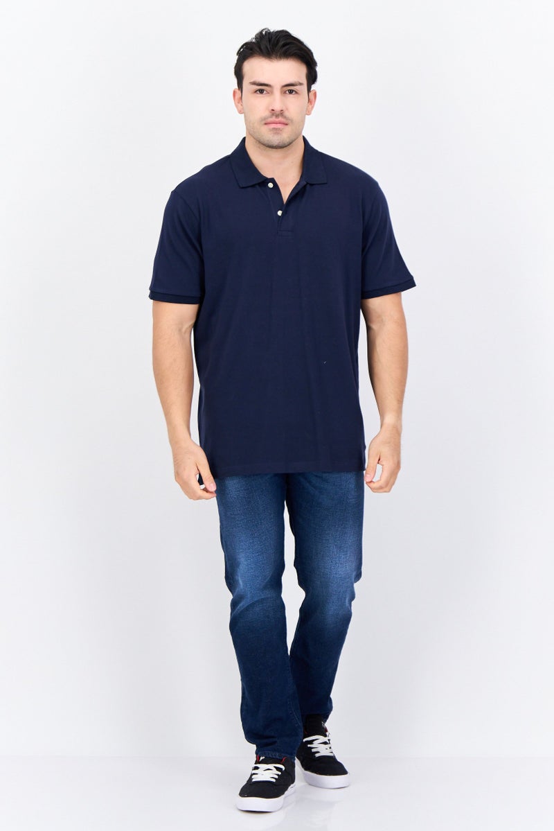 GAP Men Regular Fit Solid Short Sleeves Polo Shirt, Navy - Image 4
